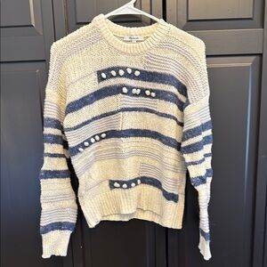 Madewell Striped Sweater - Cream and Blue - Size Med EUC